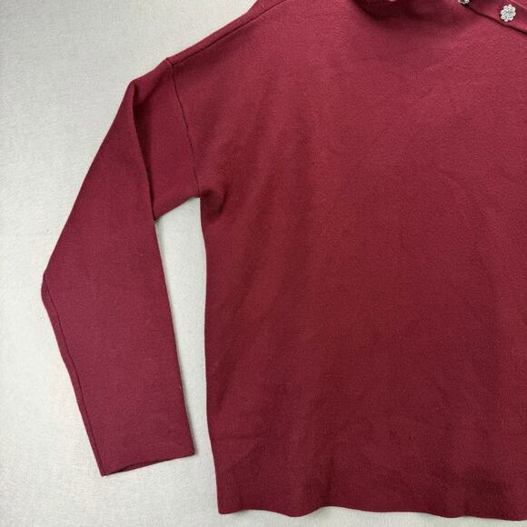 Tahari Women’s Burgundy Mock Neck Long Sleeve Sweater Size XL - Picture 3 of 10